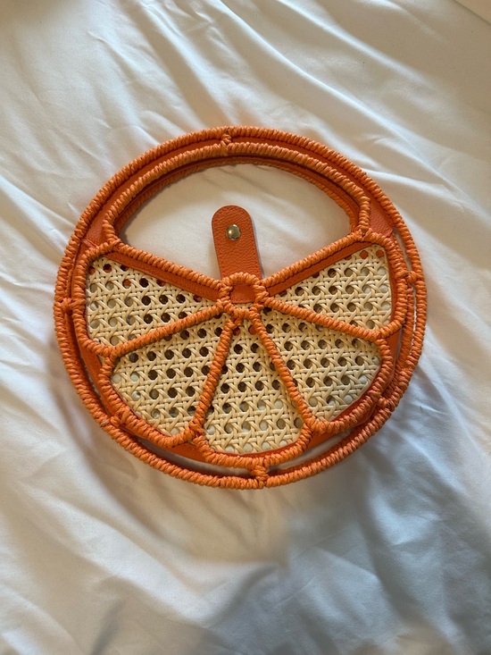 Target Handbags - Target Orange & Natural Round Woven Clutch